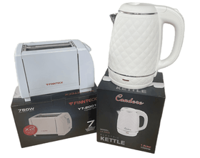 Electric Kettle Leather Patterned With Toaster Slices Stainless Steel