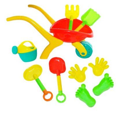 Beach Toy Deluxe Set - 10 Pieces Including Sand Wheelbarrow