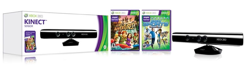 Kinect Sensor with Kinect Adventures + Sports 2 (Xbox 360)