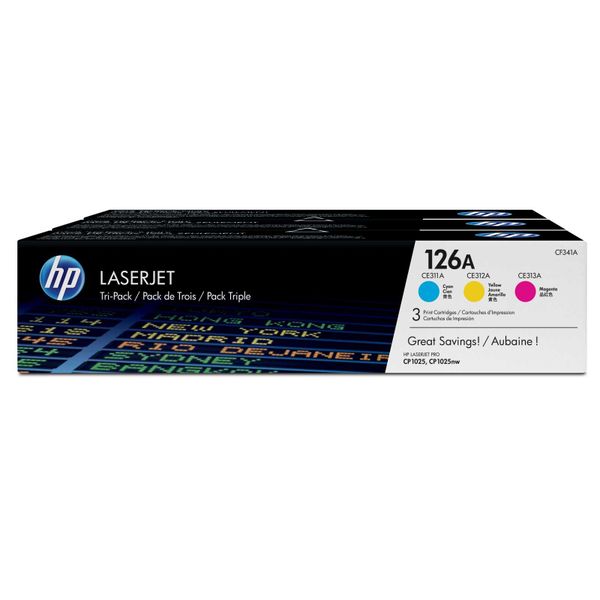 HP 126A 3-Pack Cyan/Magenta/Yellow LaserJet Toner Cartridges