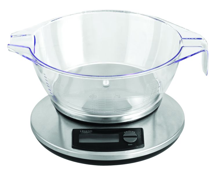 Legend - Stainless Steel 2kg Electronic Kitchen Scale - 22 x 22 x 9cm - Transparent