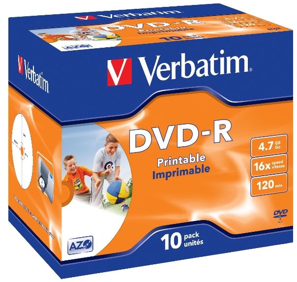 Verbatim - Printable DVD-R(16X) 4.7GB Jewel Case - 10 Pack | Shop