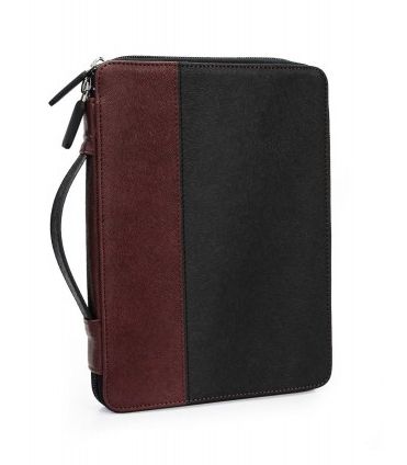 Tuff-Luv Roma Leather Zip Case for iPad Mini - Black &amp; Brown