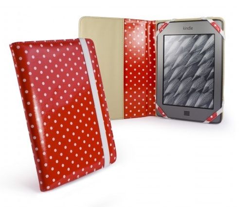 Tuff-Luv Polka Dots Case for Kindle Touch - Hot Red