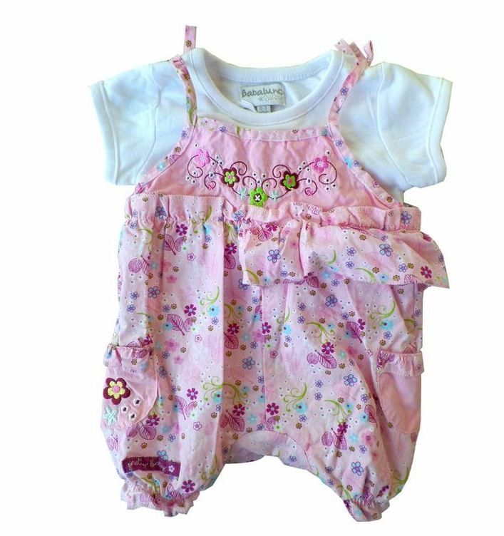 Gorgeous Kids Tea Woven Romper Dungaree Set Size 9 12 Months