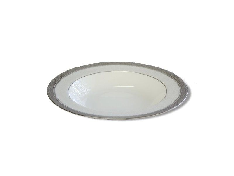Noritake - Odessa Platinum Soup Bowl - White and Platinum - (21 x 21 x 3cm)