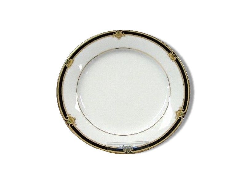 Noritake - Braidwood Bread Plate 16cm - White and Gold With Black Detail - 16 x 16 x 1cm