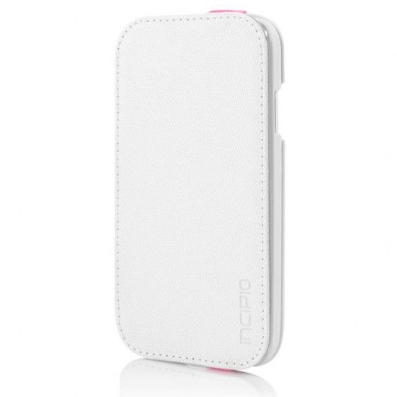 Incipio - Watson Wallet Case for Samsung Galaxy S4 - White &amp; Pink Band with Screen Protector