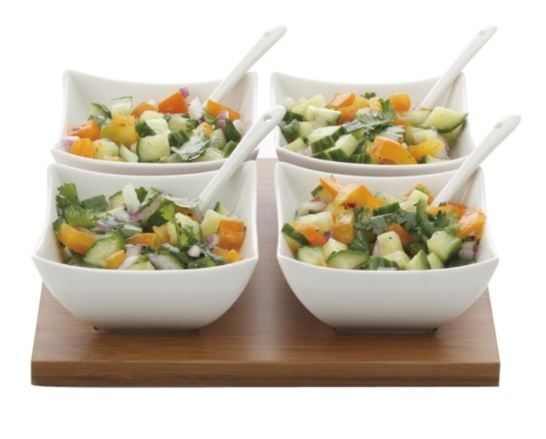 Maxwell &amp; Williams - Bamboo and Ceramic Salsa Set - 9 Piece
