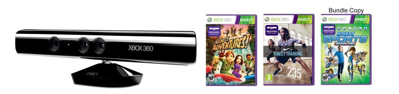 Kinect Sensor with Kinect Adventures + Sports 2 + Free Nike Training (Xbox 360)
