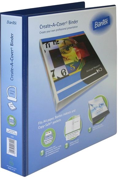 Bantex Create-A-Cover 2 D-Ring A4 40mm Ring Binder - Black