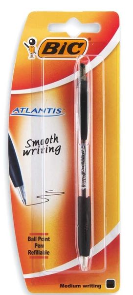 BIC Atlantis Medium Ballpoint Pen - Black (Blister of 1)