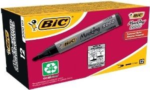BIC 2000 Permanent Marker Bullet Point - Black (Box of 12)