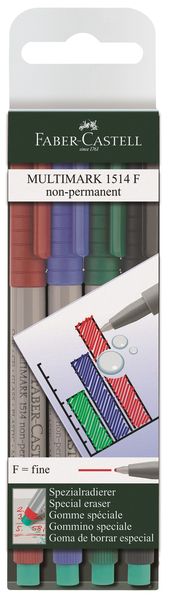 Faber-Castell Multimark Non-Permanent - Fine (Wallet of 4 Colours)