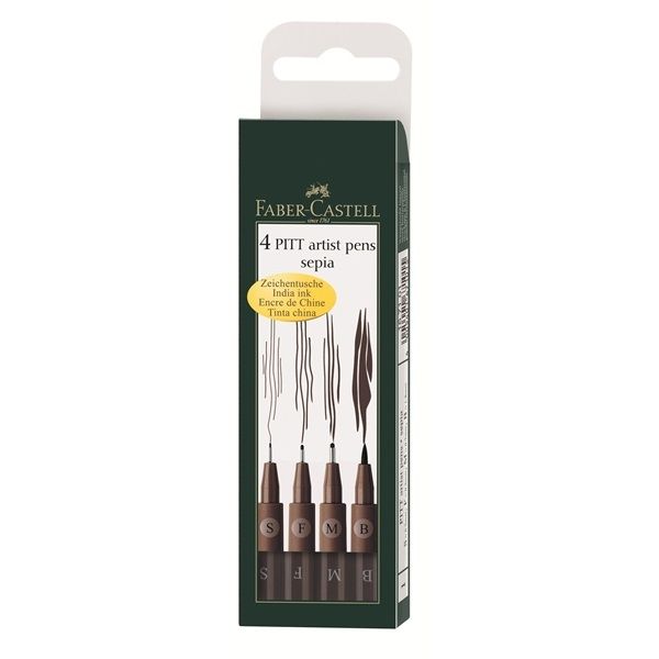 Faber-Castell PITT Artist Pens - Sepia (Wallet of 4)