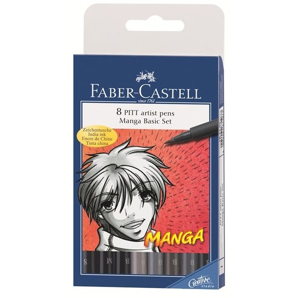 Faber-Castell PITT Artist Pens - Manga Basic Set (Wallet of 8)