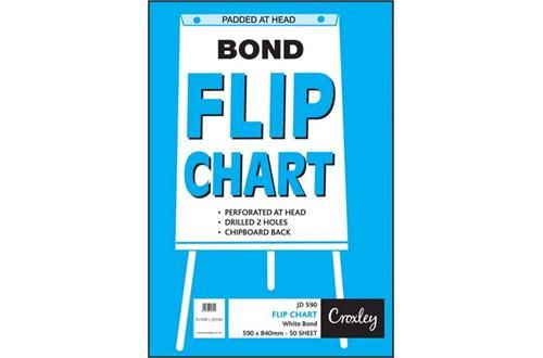 Croxley JD590 White Bond Perforated &amp; Punched Flip Chart Paper (50 Sheets)