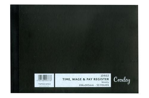 Croxley Weekly 53 Folios Time,Wage &amp; Pay Registers - JD922