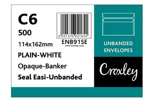 Croxley C6 White Seal Easi Unbanded Envelopes (Box of 500) Image