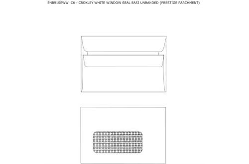 Croxley C6 White Window Seal Easi Unbanded (Prestige Parchment) Envelopes (Box of 500)