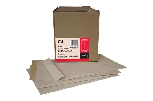 Croxley C4 Brown Gummed Unbanded (Kingstone) Envelopes (Box of 250)