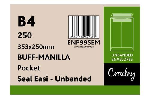 Croxley B4 Brown Seal Easi Unbanded (Prestic Manilla) Plain Pockets 250's