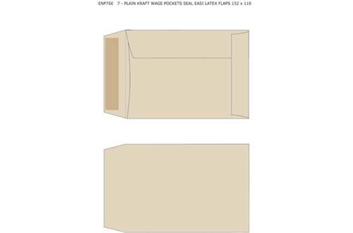 Croxley No.7 Plain Kraft Wage Seal Easi Latex Flaps Pockets (Box of 500)