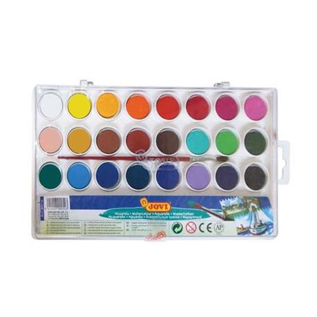 Jovi Watercolor Paint Set; Box of 24 with Brush 800/24