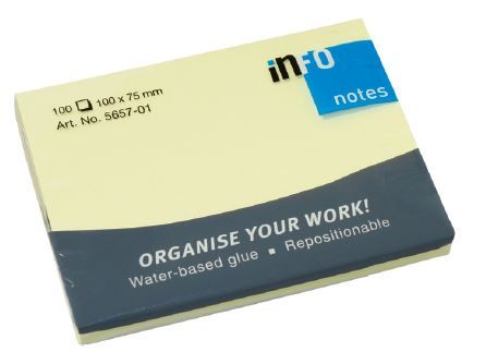 Info Notes Sticky Notes - Yellow (100mm X 75mm)