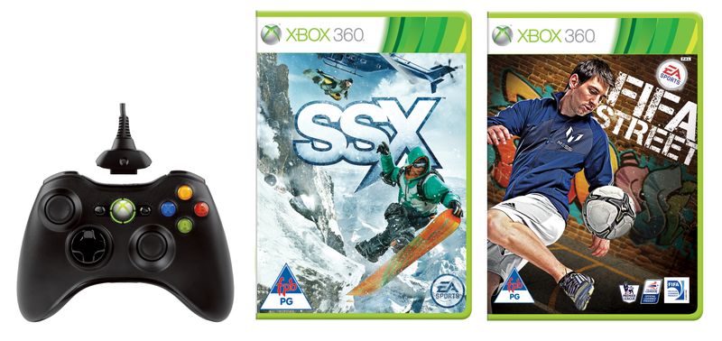 Xbox 360 Wireless Controller Black + Play and Charge Kit + SSX + FIFA STREET (XBox 360)