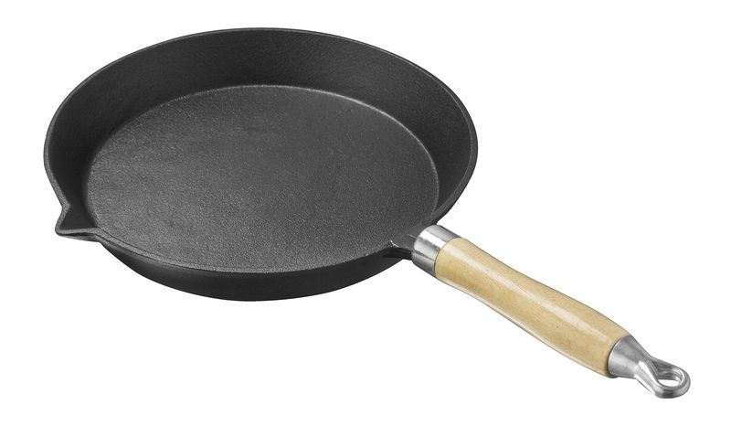 Afritrail Cast Iron 27cm Pan / Skillet with Wooden Handle