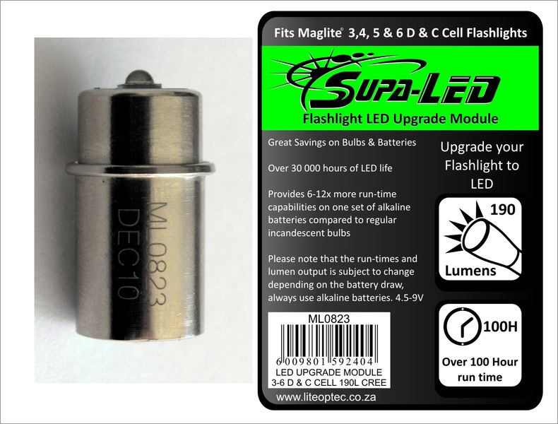 Maglite - 3 To 6 Cell Flashlight LED Upgrade Module - Silver
