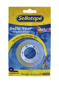 Sellotape Sello Tear Clear Tape - Perforated 18mmX25m (Box of 10)
