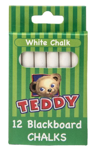 Teddy Blackboard Chalk - Pack of 12 White