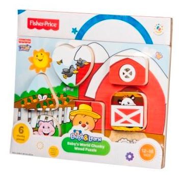 Fisher Price Baby's World Chunky Wood Puzzle Trip to the Farm - Red