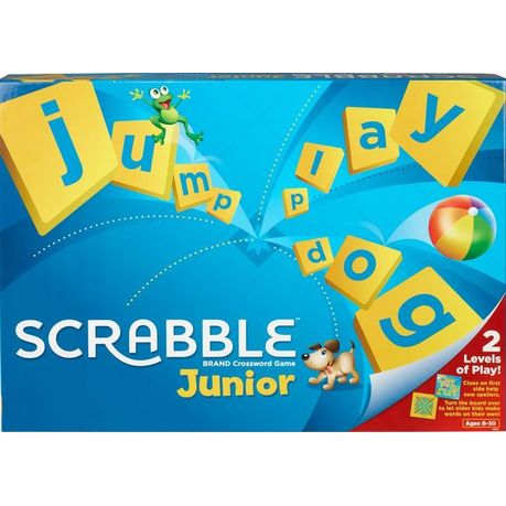 Scrabble Junior Kids Crossword Game with 2-Games-in-1, 2-Sided Game Board