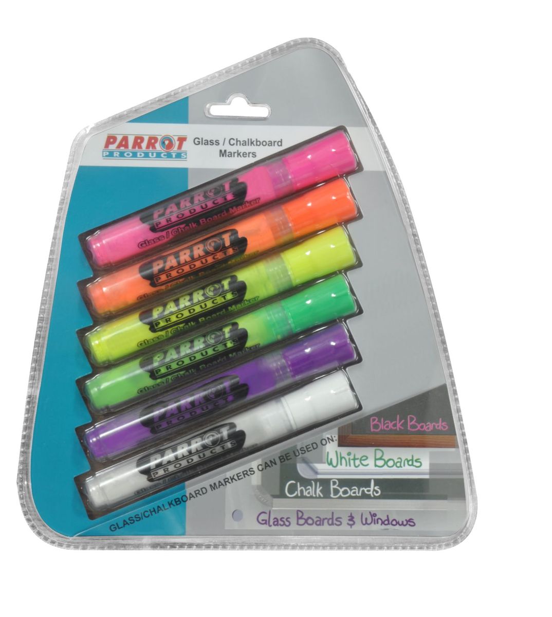 Parrot Products Parrot Glass/chalkboard Bullet Tip Markers 6 Assorted