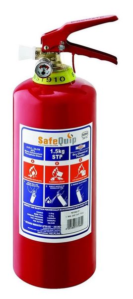 Safequip - 1.5Kg Dcp Fire Extinguisher With Bracket - Red