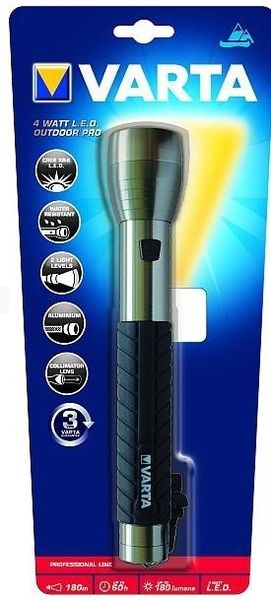 Varta - 4 Watt Outdoor Pro 3C Torch - Black