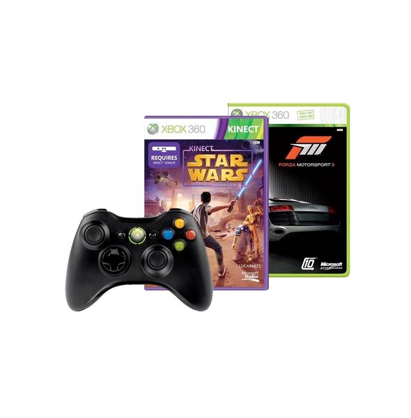Xbox 360 Wireless Controller Black + Forza 3 Ultimate Edition + Star Wars (Xbox 360)