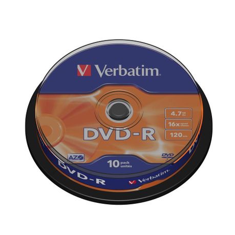 Verbatim 4.7GB DVD-R (16x) Matt Silver Spindle - Box of 10 | Shop