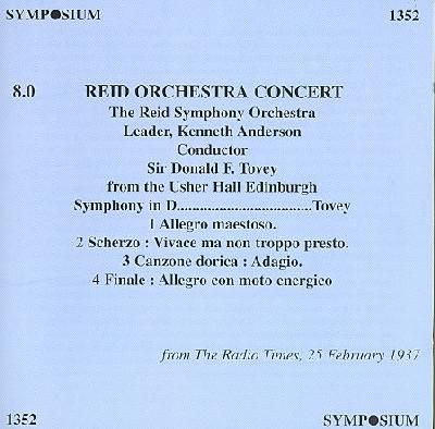 Tovey:Reid Orchestra Concert - (Import CD)