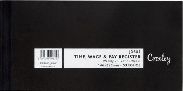 Croxley JD601 Time Wage &amp; Pay Register (Pack of 5)
