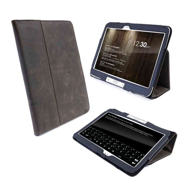 Tuff-Luv Samsung 10.1" Galaxy Tab 3 Western Leather Type View Cover - Brown