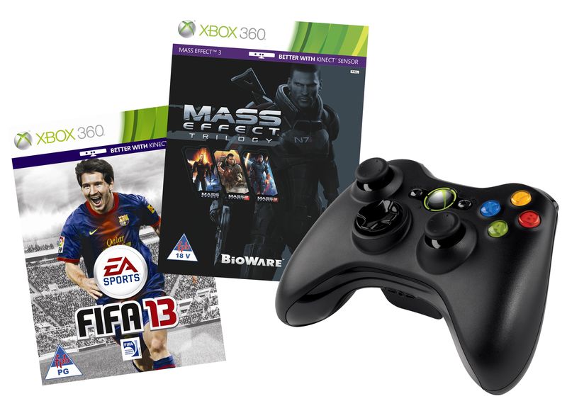 Official Xbox 360 Wireless Controller Black + FIFA 13 + Mass Effect Trilogy (Xbox 360)