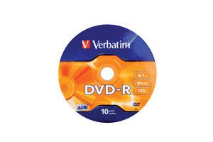 Verbatim DVD-R Matt Silver 16X4.7GB - Wagon Wheel (10 Pack)