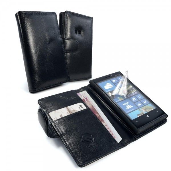 Tuff-Luv Vintage Leather Wallet Style Case for Nokia 920 - Black