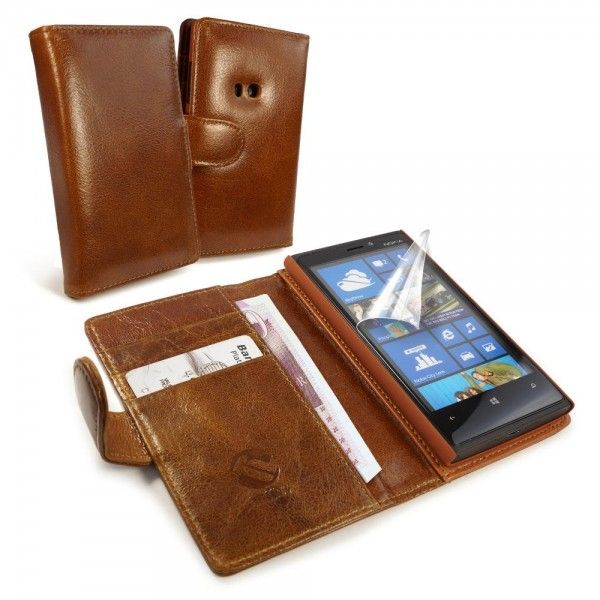 Tuff-Luv Vintage Leather Wallet Style Case for Nokia 920 - Brown