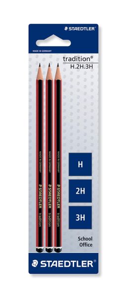 Staedtler Tradition Pencils - H &amp; 2H &amp; 3H - 3 Pack