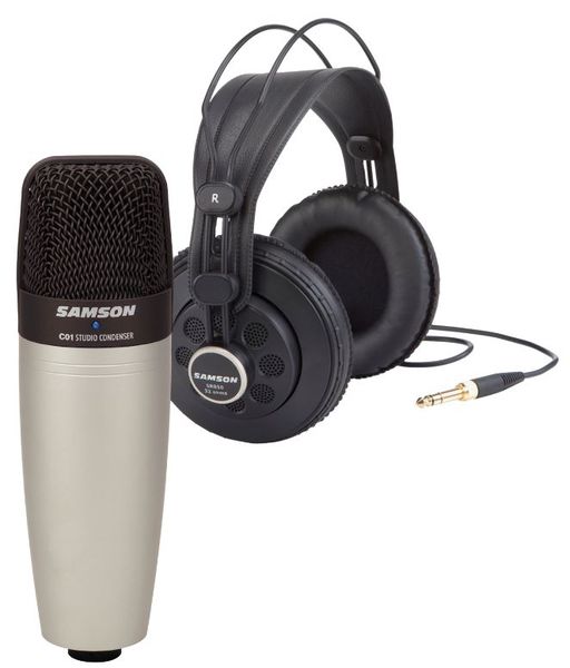 Samson C01 Studio Condenser Mic &amp; SR850 Headphone Bundle - Silver